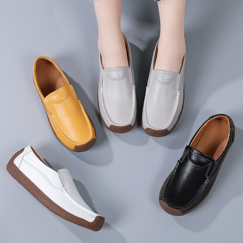 Sports Equipment Brands - Couro genuíno das mulheres sapatos casuais