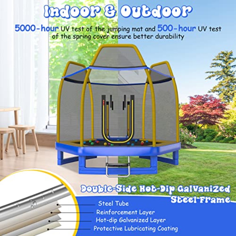 Trampolim de 7 pés com escada, - Trampoline Spring Cover avaliação e preço
