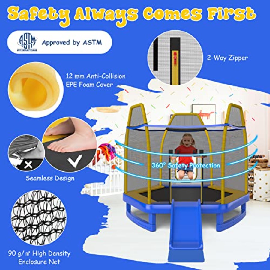 Trampolim de 7 pés com escada, - Trampoline Spring Cover avaliação e preço